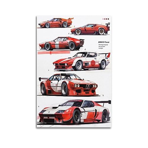 KYTIN Vintage Sport Racing Poster für BMW M1 Kollektion, dekorative Malerei, Leinwand, 60 x 90 cm von KYTIN