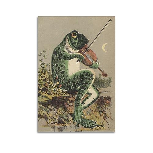 KYTIN Vintage Tiere Poster Frosch spielt die Violine Dekorative Malerei Leinwand 30 x 45 cm von KYTIN
