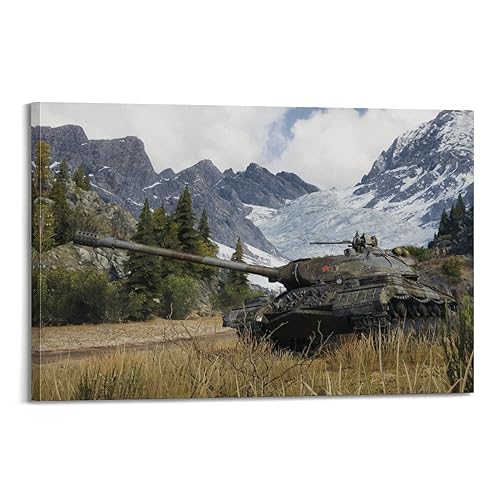 KYTIN Vintage WW2 Panzer Poster Sowjetische IS-3 Schwerer Panzer Dekorative Malerei Leinwand 30 x 45 cm von KYTIN