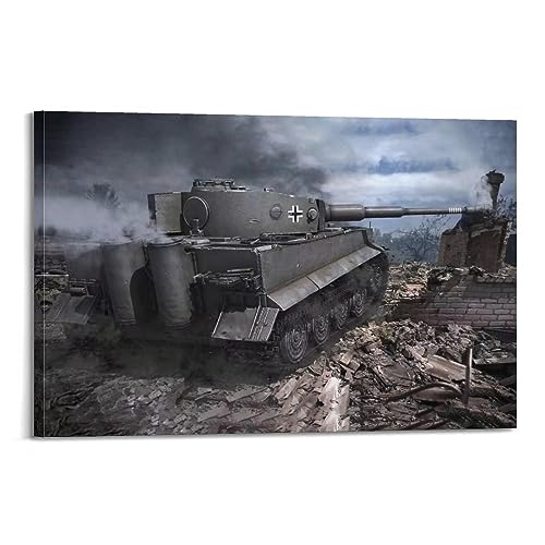 KYTIN Vintage WWII Panzer Poster 1942 Tiger Tank Dekorative Malerei Leinwand 40 x 60 cm von KYTIN