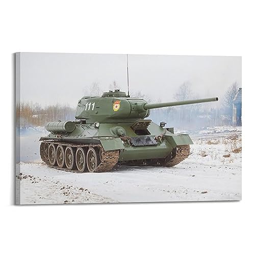 KYTIN Vintage WWII Panzer Poster T-34-85 Medium Panzer Dekorative Malerei Leinwand 20 x 30 cm von KYTIN
