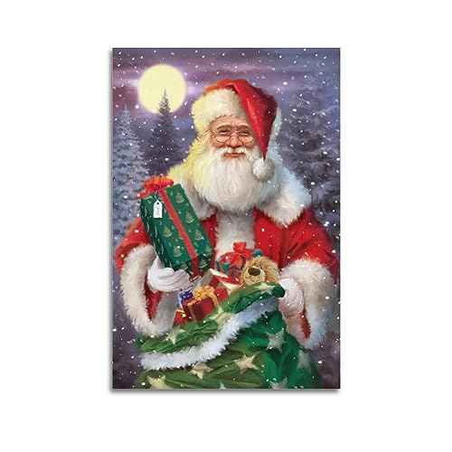 KYTIN Vintage Weihnachten Poster Weihnachtsmann Dekorative Malerei Leinwand 24x36inch(60x90cm) von KYTIN