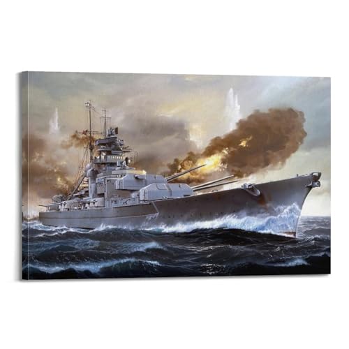 KYTIN WW2 Vintage Battleship Poster 1941 DKM Bismarck Dekorative Malerei Leinwand 30 x 45 cm von KYTIN
