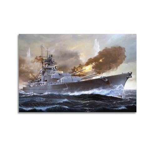 KYTIN WW2 Vintage Battleship Poster 1941 DKM Bismarck Dekorative Malerei Leinwand 40 x 60 cm von KYTIN