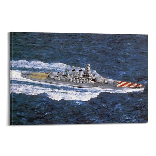 KYTIN WW2 Vintage Battleship Poster 1942 Italienisches Littorio-Klasse Schlachtschiff Dekorative Malerei Leinwand 50 x 75 cm von KYTIN