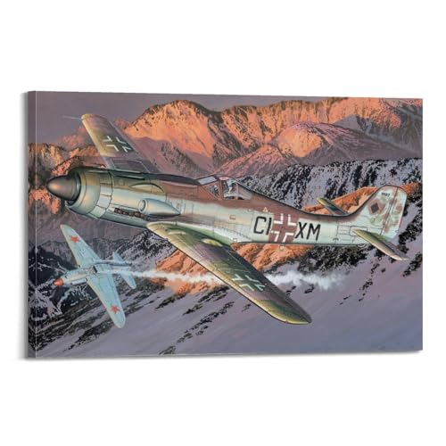 KYTIN WW2 Vintage Fighter Aircraft Poster Focke-Wulf Ta 152C-0 Dekorative Malerei Leinwand 20 x 30 cm von KYTIN