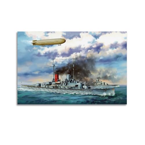 KYTIN WWI Vintage Battleship Poster 1916 SMS Derfflinger, SMS Lutzow & Zeppelin Q-Klasse Dekorative Malerei Leinwand 40 x 60 cm KYTIN WWI Vintage Battleship Poster 1916 SMS Derfflinger, SMS Lutzow & Zeppelin Q-Klasse Dekorative Malerei Leinwand 40 x 60 cm von KYTIN