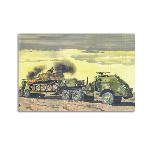 KYTIN WWII Panzer Poster M25 Panzertransporter Transport Panther Panzer Dekorative Malerei Leinwand 40 x 60 cm von KYTIN
