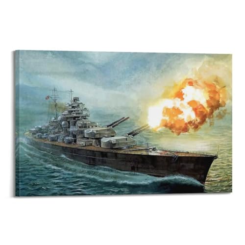 KYTIN WWII Vintage Battleship Poster 1941 DKM Bismarck Dekorative Malerei Leinwand 40 x 60 cm von KYTIN