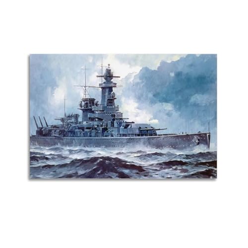 KYTIN WWII Vintage Battleship Poster Admiral Graf Spee Dekorative Malerei Leinwand 60 x 90 cm KYTIN WWII Vintage Battleship Poster Admiral Graf Spee Dekorative Malerei Leinwand 60 x 90 cm von KYTIN