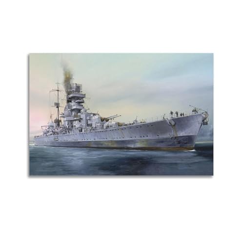 KYTIN WWII Vintage Schlachtschiff Poster Deutscher Prinz Eugen Heavy Cruiser Dekorative Malerei Leinwand 30 x 45 cm KYTIN WWII Vintage Schlachtschiff Poster Deutscher Prinz Eugen Heavy Cruiser Dekorative Malerei Leinwand 30 x 45 cm von KYTIn