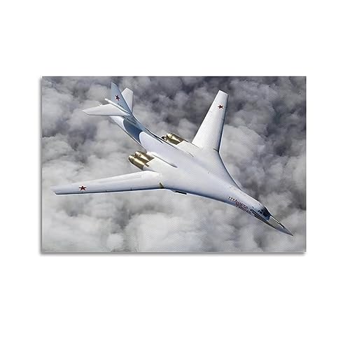 Kampfflugzeug-Poster, weißer Schwan, Überschall, Tu-160, Bombard, dekorative Malerei, Leinwand, 50 x 75 cm von KYTIN