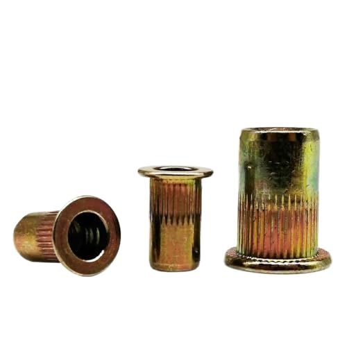 Blindnietmutter, 304 Edelstahl Carbon Aluminium Flach Senkkopf Nietmutter Einsatz(B carbon steel,100pcs M4) von KYUEPONG