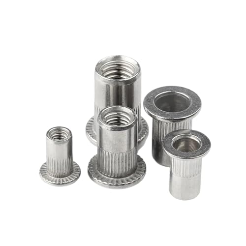 Blindnietmutter, 304 Edelstahl Rivnut Flachkopf Gewindemutter Vertikale Streifen Nieten Einsatz(M5 x 10picecs) von KYUEPONG