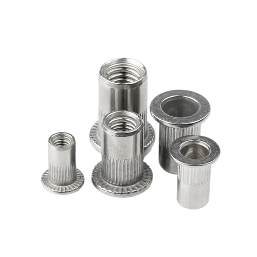 Blindnietmutter, 304 Edelstahl Rivnut Flachkopf Gewindemutter Vertikale Streifen Nieten Inser(M8 x 10picecs) von KYUEPONG