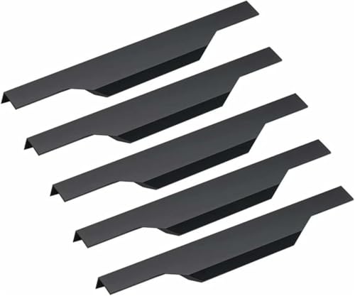 KYUEPONG Verdeckte Griffe, 5 Stück Schrankgriffe aus Aluminiumlegierung, versteckte Schrankgriffe mit Fingerzug, unsichtbare Küchenmöbelgriffe mit Schrauben for Zuhause(Black,Length 400 mm) von KYUEPONG
