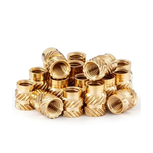 Rändelmuttern aus Messing,Gewindeeinsätze, M6 M8 Messing-Hotmelt-Einsatzmuttern Heizformung Kupfergewindeeinsätze Mutter SL-Typ Doppelköper Rändelmutter Injektion Messingmutter(10pcs,M6x7x9mm) von KYUEPONG
