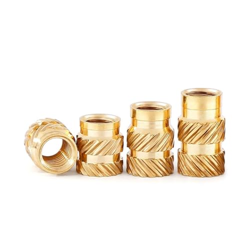 Rändelmuttern aus Messing,Gewindeeinsätze, M6 M8 Messing-Hotmelt-Einsatzmuttern Heizformung Kupfergewindeeinsätze Mutter SL-Typ Doppelköper Rändelmutter Injektion Messingmutter(5pcs,M6x7x9mm) von KYUEPONG