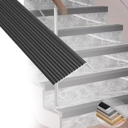Treppenkantenprofil, Aluminium-Treppenkantenprofil, L-Formteil, Stufenleiste, Kantenschutz, Eckenschutz(Black,100x30 mm) von KYUEPONG