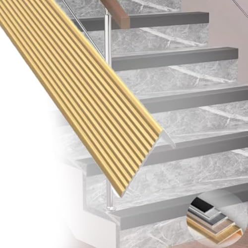 Treppenkantenprofil, Aluminium-Treppenkantenprofil, L-Formteil, Stufenleiste, Kantenschutz, Eckenschutz(Gold,50x30 mm) von KYUEPONG