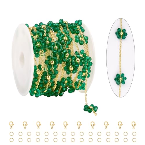 KYUNHOO 2,5 m lange smaragdgrüne Perlenkette für Schmuckherstellung, dünne Kabelkette, Spule, Blumendekoration, Bastelschmuck mit Verschlüssen für Frauen, DIY-Handwerk KYUNHOO 2,5 m lange smaragdgrüne Perlenkette für Schmuckherstellung, dünne Kabelkette, Spule, Blumendekoration, Bastelschmuck mit Verschlüssen für Frauen, DIY-Handwerk von KYUNHOO