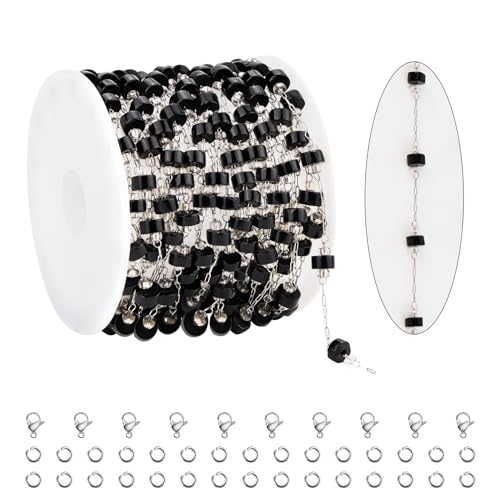 KYUNHOO Büroklammerkette aus Edelstahl für Schmuckherstellung, schwarze zylindrische Perlenketten, Bulk auf Spule mit Karabinerverschlüssen und Biegeringe für Schmuckherstellung, DIY, 2,5 m KYUNHOO Büroklammerkette aus Edelstahl für Schmuckherstellung, schwarze zylindrische Perlenketten, Bulk auf Spule mit Karabinerverschlüssen und Biegeringe für Schmuckherstellung, DIY, 2,5 m von KYUNHOO