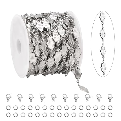 KYUNHOO Stilvolle Palmenform zur Schmuckherstellung von Ketten zum Basteln, Edelstahl-Silberkette mit Karabinerverschlüssen, Biegeringe für Handarbeit, Heimwerker, 4,5 m KYUNHOO Stilvolle Palmenform zur Schmuckherstellung von Ketten zum Basteln, Edelstahl-Silberkette mit Karabinerverschlüssen, Biegeringe für Handarbeit, Heimwerker, 4,5 m von KYUNHOO