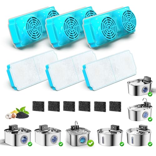 Ersatz-Wasserbrunnenfilter für Katzen, 6 Filter + 6 Schwämme, Ersatzfilter und Vorfilterschwämme für 3,2 l automatischen Kitty-Wasserbrunnen Ersatz-Wasserbrunnenfilter für Katzen, 6 Filter + 6 Schwämme, Ersatzfilter und Vorfilterschwämme für 3,2 l automatischen Kitty-Wasserbrunnen von KYUQY