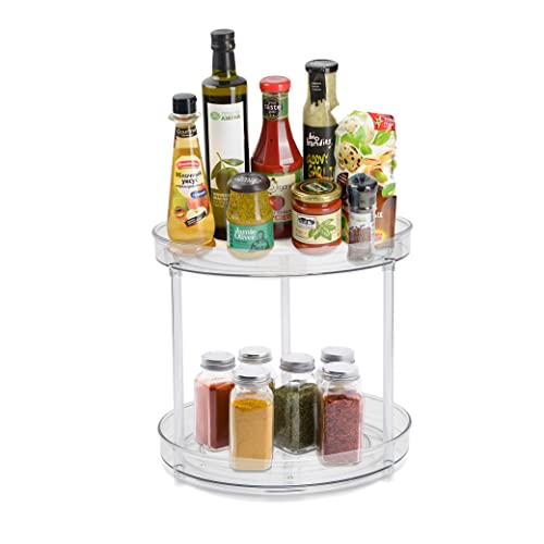 KYWLCO Drehteller Kühlschrank Organizer, 23,5cm Lazy Susan, Gewürzregal Drehbares Organizer für Küche Speisekammer Schrank Tisch Arbeitsplatte (2 Ebenen) von KYWLCO