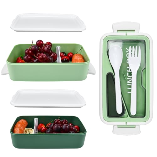 KYYGKY Lunchbox mit Fächern Brotdose Erwachsene Grün Lunchbox 1600ml Bento Box Vesperbox Brotzeitbox mit Separater Dichtungsdeckel Herausnehmbare Essensbox für Schule Picknick Büro KYYGKY Lunchbox mit Fächern Brotdose Erwachsene Grün Lunchbox 1600ml Bento Box Vesperbox Brotzeitbox mit Separater Dichtungsdeckel Herausnehmbare Essensbox für Schule Picknick Büro von KYYGKY