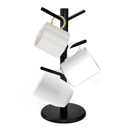 KYYGKY Tassenhalter Stehend Kaffeebecher Baum Tassen Regal Bambus Becherbaum Tassenregal Hängend Tassenständer Schwarz Brezelständer Baumbecherhalter für Kaffeetassen Becher Küchentheke Tabletop von KYYGKY