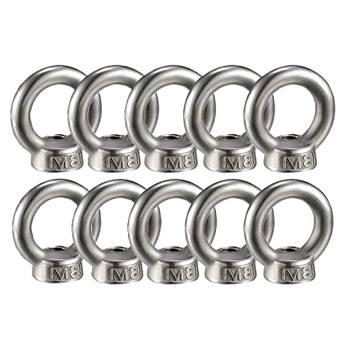 KYYLZ 10 Stück Ringmutter M8 Augenmutter 304 Edelstahl Gewinde Ösenmutter Ringmuttern Augenmuttern Hardware Ringösen zum Heben von Zubehör Augenmutter von KYYLZ