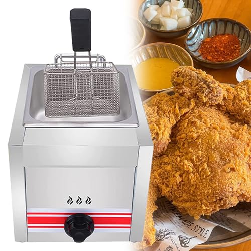 KYZTMHC Gas Friteuse Edelstahl Fritteuse Kommerzielle Fritteusen mit Friteusenkörben und Deckeln Deep Fryer Große Kapazität Friteusen für Restaurant & Küche(Color:10L) von KYZTMHC