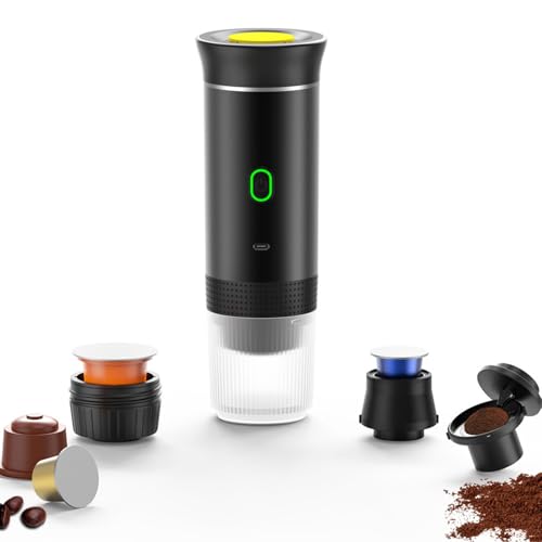 KYZTMHC Portable Coffee Machine, Rechargeable 12V Maker with Carrying Case for Camping & Car, Fast Heating, Black Compatible with K-Cup Capsules & Ground Coffee KYZTMHC Portable Coffee Machine, Rechargeable 12V Maker with Carrying Case for Camping & Car, Fast Heating, Black Compatible with K-Cup Capsules & Ground Coffee von KYZTMHC