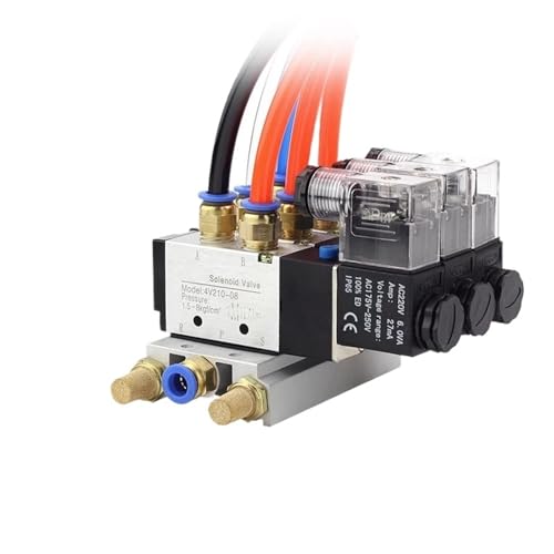 12/24V DC 110/220V AC Multi Option 4V210-08 Pneumatic Solenoid Valve Block With Muffler Fitting Base Manifold 2/3/4/6 Way(4 Row 8mm fitting) von KZEEVJTJY