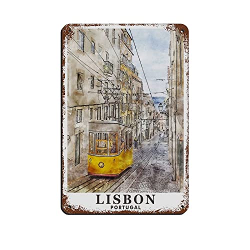 Metall-Blechschild, Lissabon, Portugal, Malerei, Reise-Blechschilder, Retro, Bar, Pub, Diner, Café, Zuhause, Badezimmer und Zimmer, Kunst, 30 x 30 cm von KZIWQ