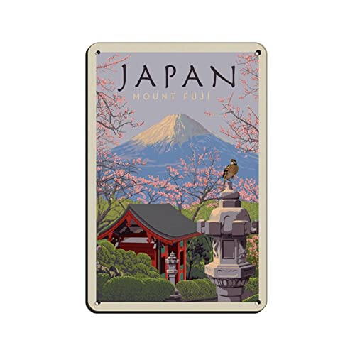 Metallschilder, Japan, Mount Fuji, Reise-Blechschilder, Wandkunst, Metallposter für Zuhause, Bar, Café, Garage, Badezimmer, 30 x 30 cm von KZIWQ