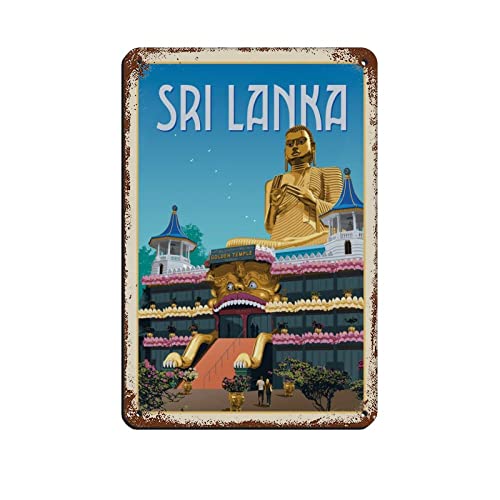 Metallschilder Sri Lanka, lustige Reise-Blechschilder für Bar, Kaffee, Zuhause, Zimmer, Kunst, Wandschild, Dekor, Geschenk, für draußen und drinnen, 15 x 30 cm von KZIWQ