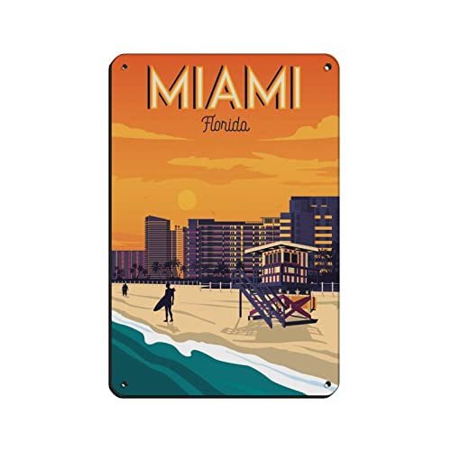 KZIWQ Miami Florida Strand Vintage Reiseposter Retro Poster Metall Blechschild Retro Eisen Gemälde für Bar Man Höhle Cafe Familie Garage Poster Wanddekoration 30x30cm KZIWQ Miami Florida Strand Vintage Reiseposter Retro Poster Metall Blechschild Retro Eisen Gemälde für Bar Man Höhle Cafe Familie Garage Poster Wanddekoration 30x30cm von KZIWQ