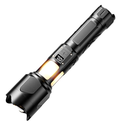 KZK Taschenlampe Led Aufladbar 500000 Lumen, Extrem Hell Zoombare Mit 360° COB Arbeitsleuchte, IP67 Wasserdicht, 7 Modi Starke Campinglampe für Camping Angeln Notfall Outdoor von KZK