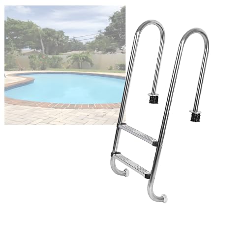 2-stufige Poolleiter aus Edelstahl mit Handläufen for eingebaute Pools im Wasserpark, stabile Struktur, einfache Montage und Klettern(2-steps1.2mm) von KZKZK