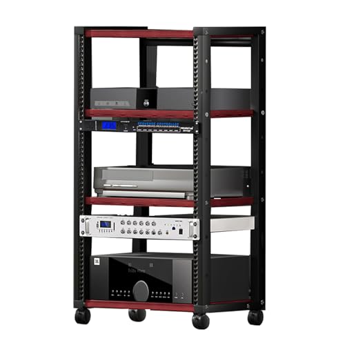 KZKZK 4 -Tier -AV -Medienständer, bewegliche Stereo -Audio -Rack -Stand, Audio -Komponenten -Rack, einstellbare Regalhöhe for Gaming Living Recording Room Theatre(Black) von KZKZK