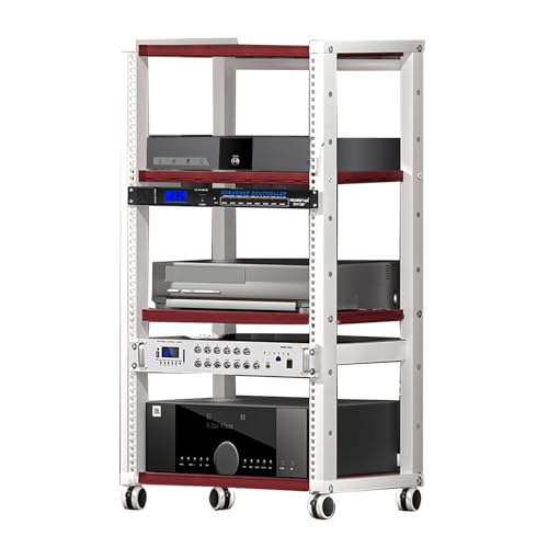 KZKZK 4 -Tier -AV -Medienständer, bewegliche Stereo -Audio -Rack -Stand, Audio -Komponenten -Rack, einstellbare Regalhöhe for Gaming Living Recording Room Theatre(Brown2) von KZKZK