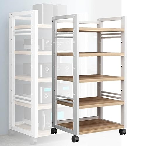 KZKZK 5-stufiger Audio-Rack-Tower, AV-Medienständer mit Rädern, Audio-Komponenten-Rack, Stereo-Audio-Rack-Ständer for Wohn-Gaming-Aufnahmeräume von KZKZK