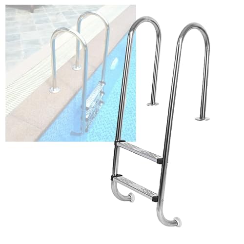 KZKZK 2/3-stufige Schwimmbadleiter, Edelstahlstufen, for Wasserparks und Außenbäder, einfach zu montieren und zu besteigen(2-steps1.0mm) von KZKZK