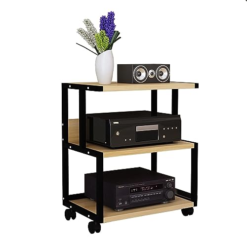 KZKZK 3 -Tier -Audio -Rack -Turm, AV -Medienstand mit Rädern, Stereo -Rack- und Game -Konsolen -Stand for Gaming Living Recording Room(Brown) von KZKZK