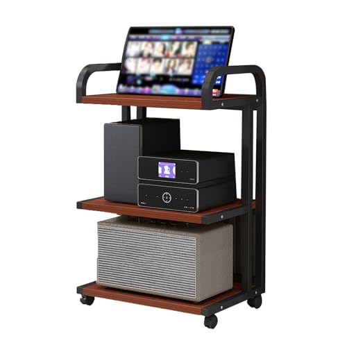 KZKZK 3 -Tier -Audio -Rack -Turm, AV -Medienstand mit Rädern, TV -Unterhaltungszentrum Stereo -Komponenten Aufbewahrungsschrank for den Treffen mit dem Living Recording Room(Color2) von KZKZK