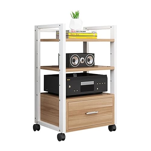 3-stufige AV-Medienständer mit Schubladen, Audio Rack Tower Player Stand, einstellbare Regalhöhe for das Home Office Theatre von KZKZK