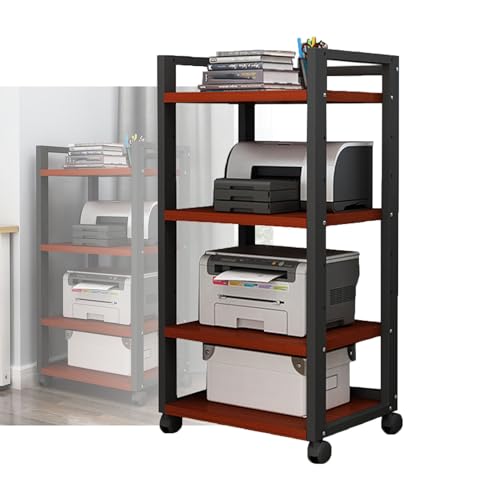 KZKZK 4-stufiger AV-Medienständer, höhenverstellbarer Audio-Rack-Tower-Player-Ständer, Stereo-Audio-Ständer, mit Rädern for Heimbüro-Theater(Brown2) von KZKZK