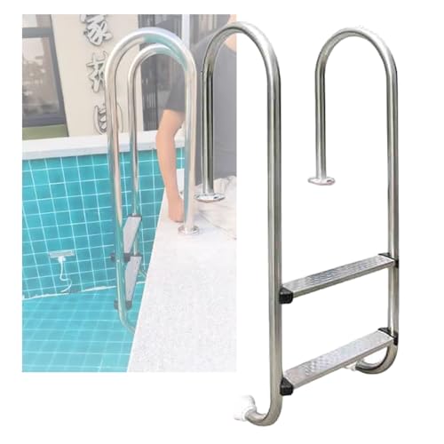 Poolleiter, in den Boden eingelassene Edelstahlstufen, mit 2 Stufen und Handlauf, einfaches EIN- und Aussteigen for Open-Air-Badewasserparks(2-steps1.5mm) von KZKZK